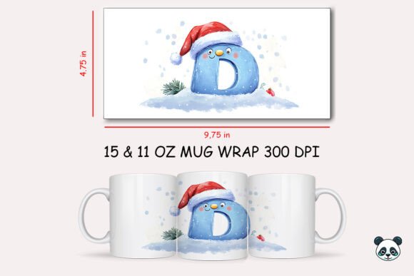 Christmas Baby Letter D Mug Wrap Design