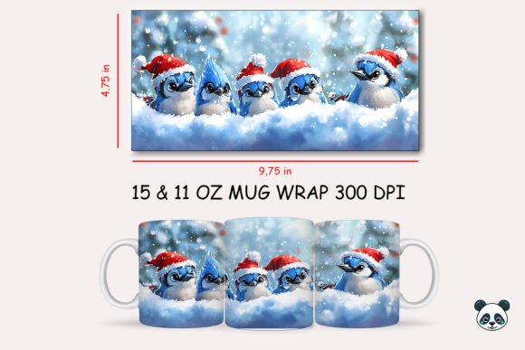 Christmas Blue Jay Mug Wrap 1 Design Guide