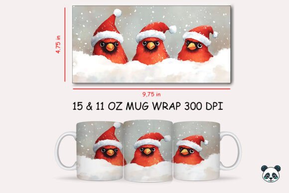 Christmas Cardinal Mug Wrap Design