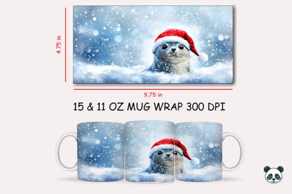 Christmas Harp Seal Mug Wrap: Elevating Holiday Sublimation with Charming 3D Designs