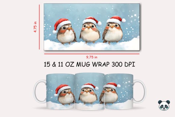 Christmas Sparrow Mug Wrap Design