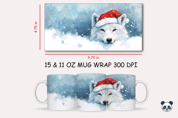 Christmas White Wolf Mug Wrap 1 Design Guide