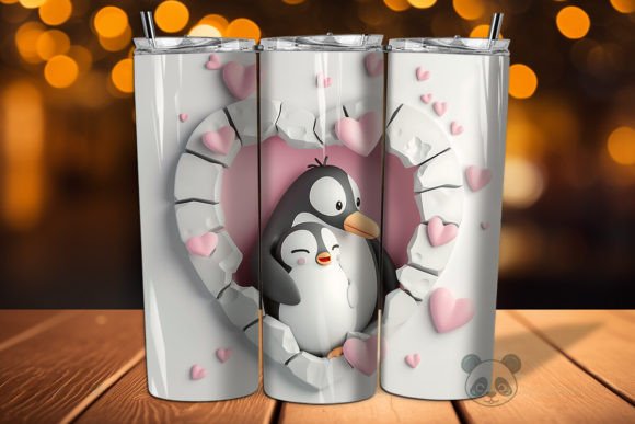 Creating Custom Drinkware with Mom Baby Penguins 3D Tumbler Wrap Designs