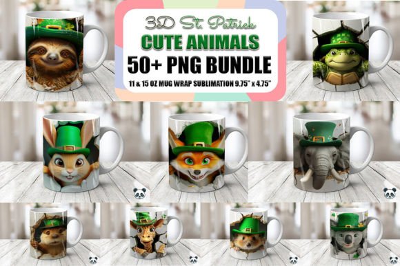 Cute St. Patrick's 3D Animal Mug Wrap