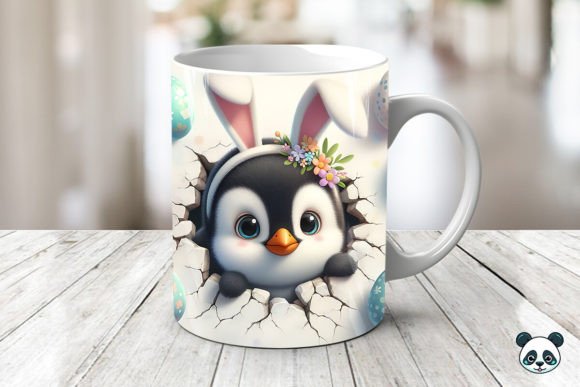 Easter Baby Penguin 3D Mug Wrap: A Festive Digital Design for Sublimation