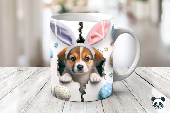 Easter Puppy 3D Crack Mug Wrap: Elevate Your Holiday Sublimation Projects
