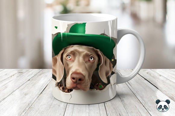 Elevate Your Sublimation Designs with St Patrick Weimaraner 3D Mug Wrap 1