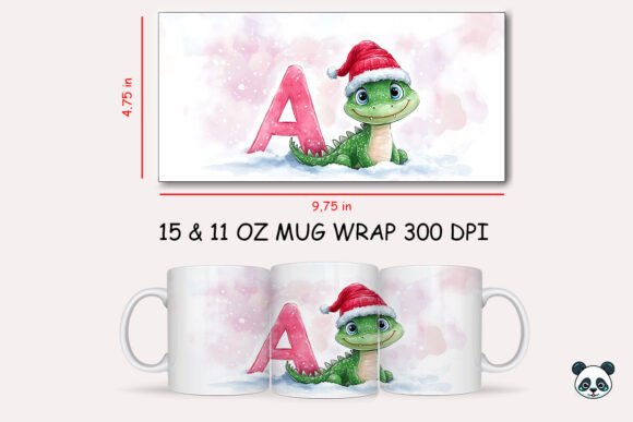 Evaluating the Christmas Baby Letter A with Alligator Mug Wrap 2 for Sublimation Projects