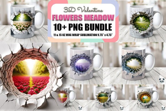 Flowers Meadow 3D Mug Wrap Bundle: Elevating Sublimation Projects with Depth and Detail