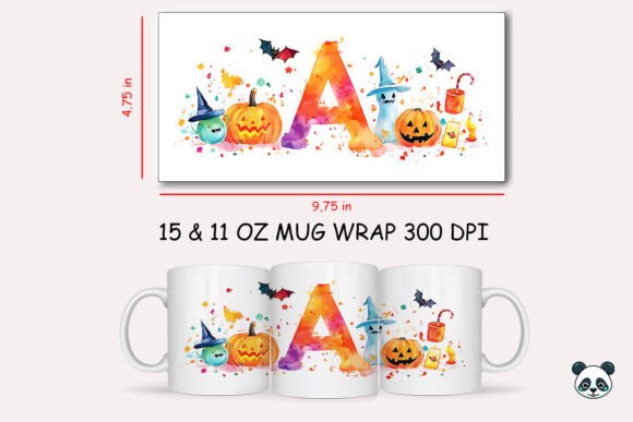 Halloween Letter A Mug Wrap Sublimation Design