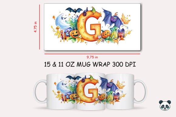 Halloween Letter G Mug Wrap Sublimation Design