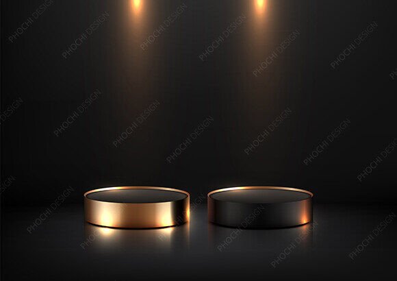 Luxury 3D Gold and Black Podiums