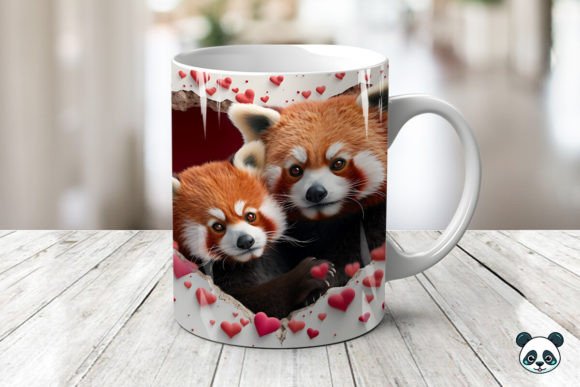 Mom Baby Red Pandas 3D Mug Wrap Design