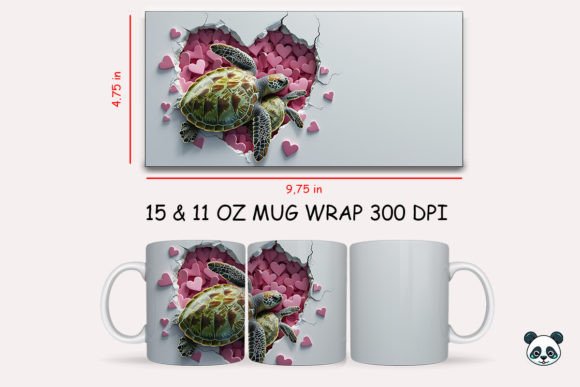 Mom Baby Turtles 3D Mug Wrap Design