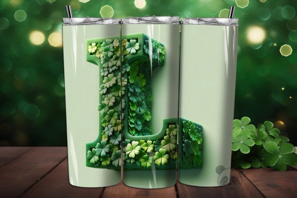 St. Shamrock Letter L 3D Tumbler Wrap