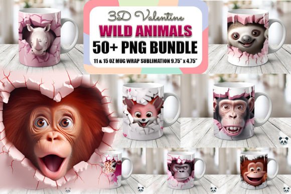 Strategic Branding with Valentine Wild Animals 3D Mug Wrap Designs
