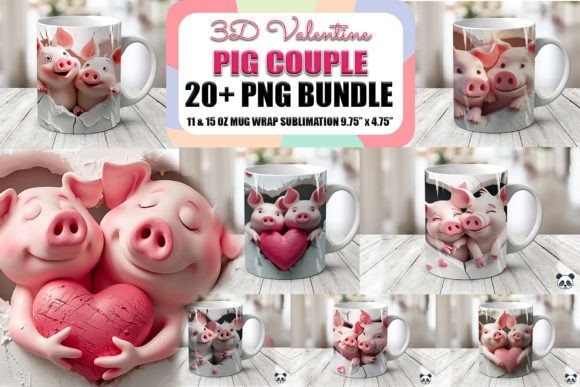 Transforming Sublimation Workflows with the Valentine Pig Couple 3D Mug Wrap Bundle