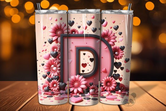 Valentine Letter D 3D Tumbler Wrap