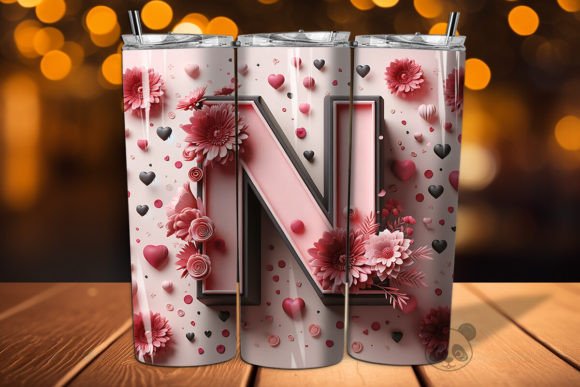 Valentine Letter N 3D Tumbler Wrap
